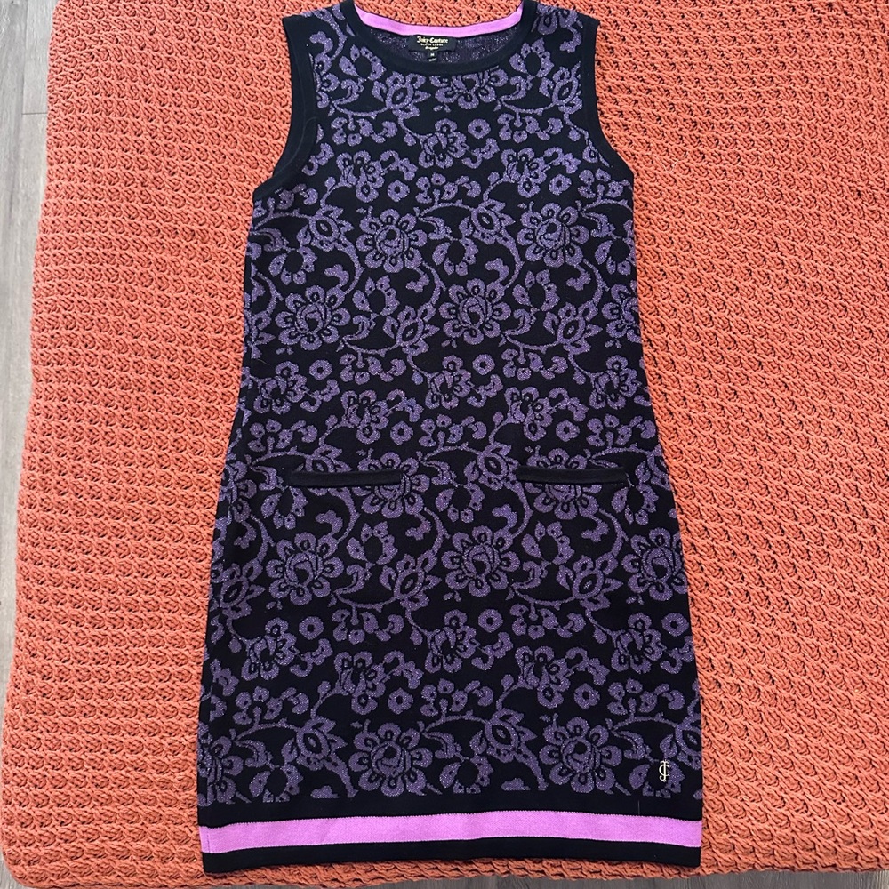 NWOT Juicy Couture Purple and Black Floral Mini Dress